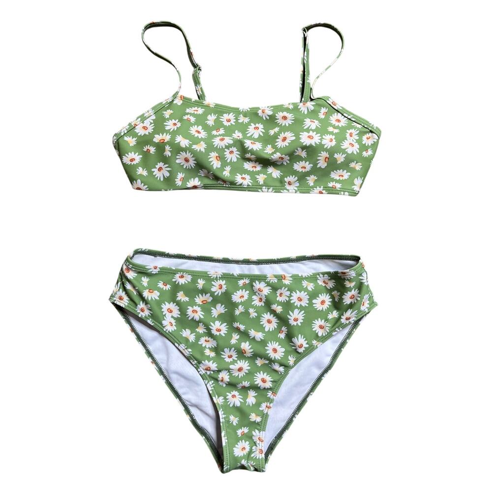 Green Floral Bikini Swimsuit